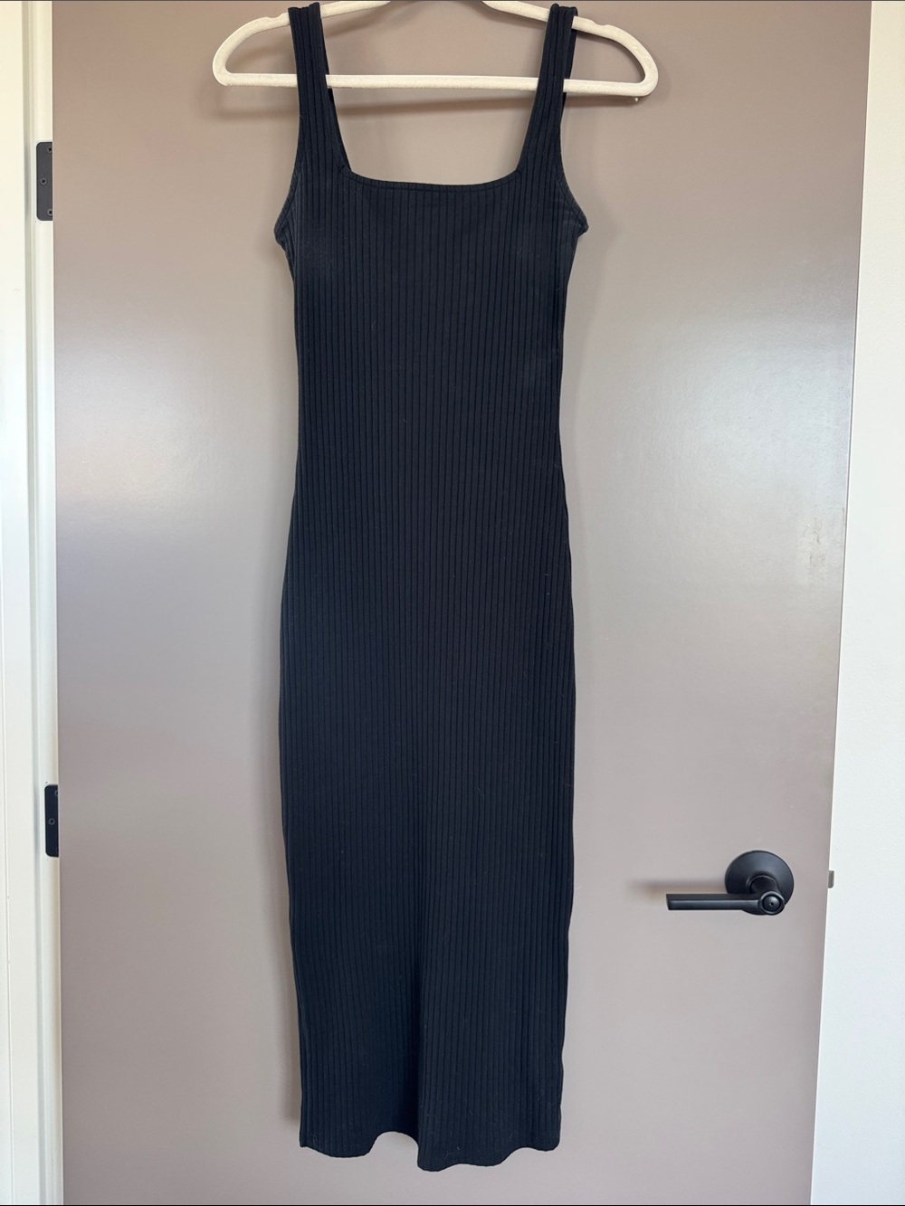 wild fable Black Ribbed Midi Tank Dress Small